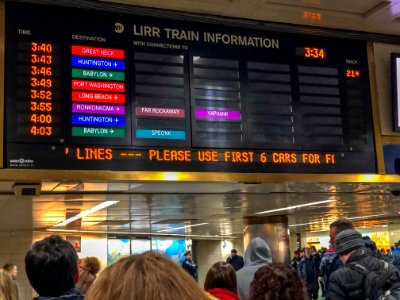 LIRR Train Info board in Penn Station New York photo