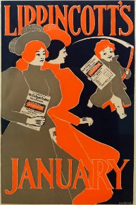 Lippincott's, January, by Joseph J. Gould, Jr., 1896, lithograph - Currier Museum of Art - Manchester, NH - DSC07918