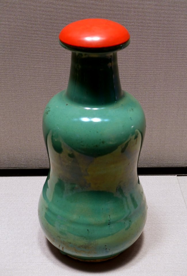 Liquor bottle, Tsuboya ware, Okinawa Main Island, Second Sho dynasty, Ryukyu kingdom, 1800s AD, ceramic - Tokyo National Museum - Tokyo, Japan - DSC09131