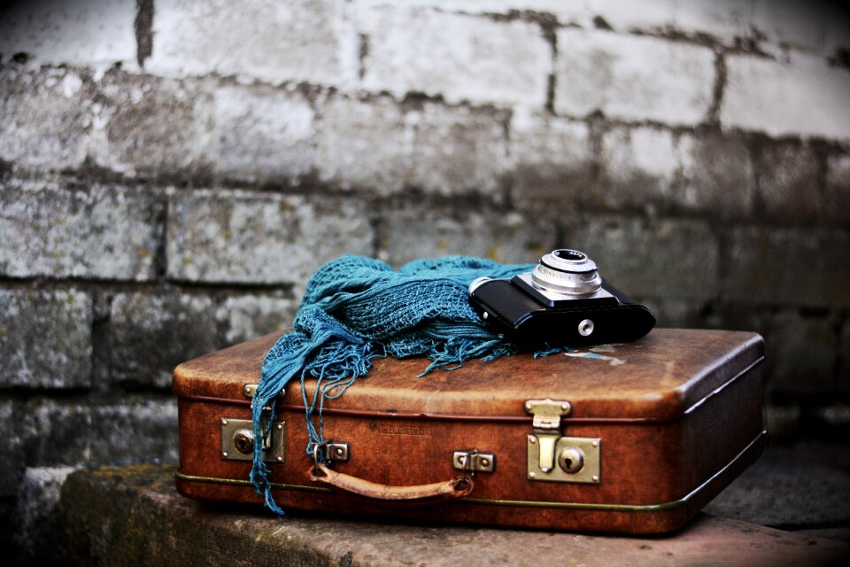 Leather suitcase nostalgic camera