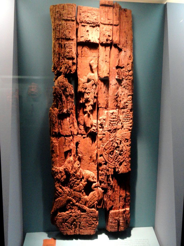 Lintel, carved wood, Structure 10, Tikal, Guatemala - Mesoamerican objects in the American Museum of Natural History - DSC06038