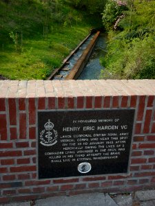 Linne (Maasgouw) monument Henry Eric Halden (en) op brug vlootbeek photo