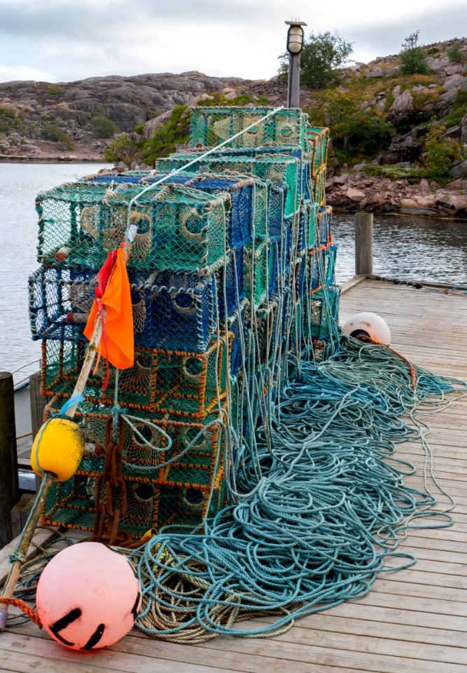 Lobster traps in a jetty in Norra Grundsund 1