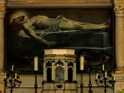 Livet-en-Saosnois (Sarthe) église, tableau du Christ gisant