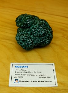 Malachite, Democratic Republic of the Congo - University of Arizona Mineral Museum - University of Arizona - Tucson, AZ - DSC08562 photo