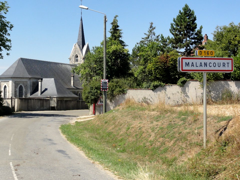 Malancourt (Meuse) city limit sign