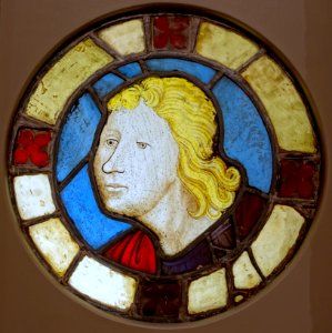 Male head, French, c. 1425, pot metal, glass, silver stain - Princeton University Art Museum - DSC06727