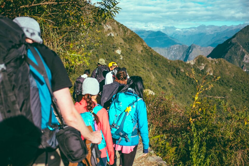 Group hikers hiking