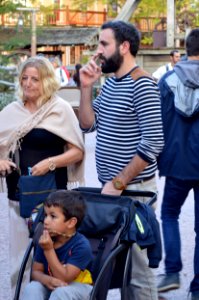 Man in marinière with child