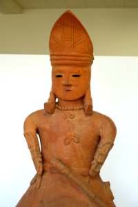 Male figure, Haniwa, excavated at Gunma prefecture, Japan, Tumulus period, 6th-7th century AD, terracotta, detail - Hakone Museum of Art - Hakone, Kanagawa, Japan - DSC08143