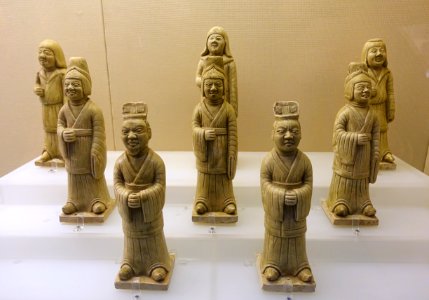 Male entourage, China, from a tomb in Fuma, Wanzhou, Chongqing, Tang dynasty, 618-907 AD, green-glazed ceramic - Sichuan Provincial Museum - Chengdu, China - DSC04171
