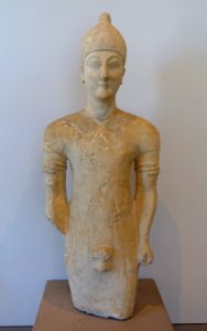 Male figure, Cyprus, excavated from a temple in Golgoi, Proto-Cypriot period, 600-540 BC, limestone - John and Mable Ringling Museum of Art - Sarasota, FL - DSC00660