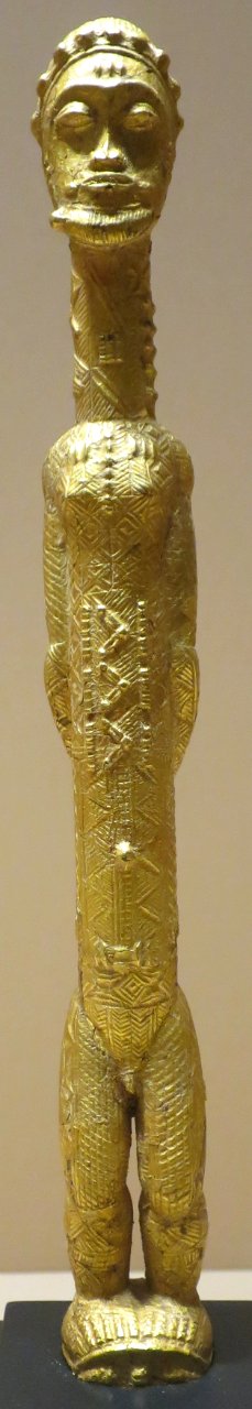 Male figure, Baule people, gold foil on wood, Dayton Art Institute
