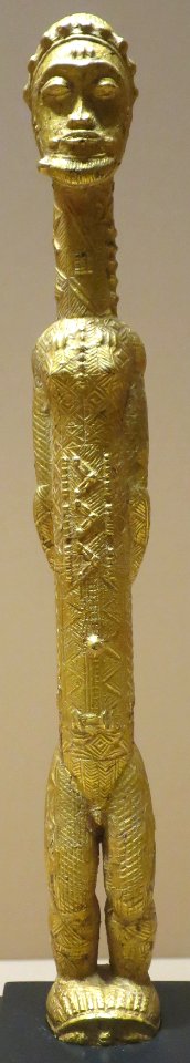 Male figure, Baule people, gold foil on wood, Dayton Art Institute