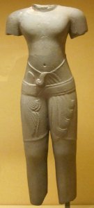 Male torso from Cambodia, Baphuon period, 11th century, sandstone, Honolulu Academy of Arts