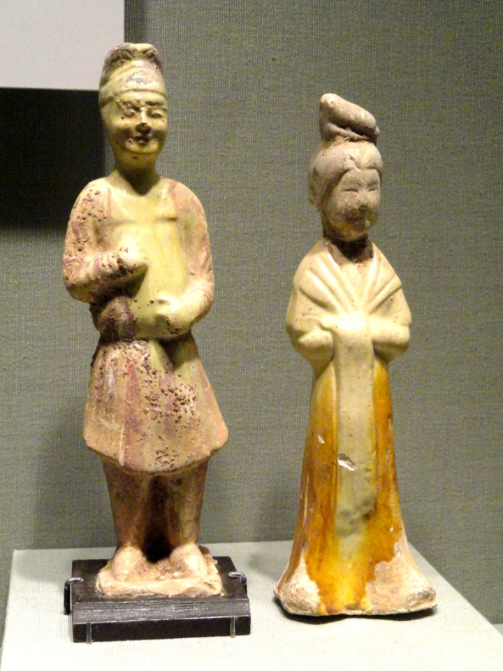 Male and Female Figures, China, Tang dynasty, c. 750 and c. 725 AD, terracotta with glazes - San Diego Museum of Art - DSC06481