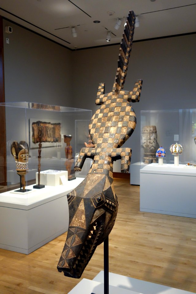 Male Crocodile Mask, Burkinabe, region south of Boromo, Nuna people, early 20th century, wood, pigment, tree tar - Chazen Museum of Art - DSC01775