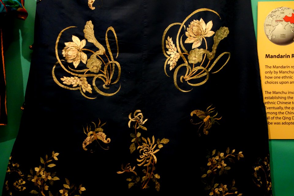 Mandarin robe, view 2, Manchu peoples, China, late 19th century, silk - Fernbank Museum of Natural History - DSC09990