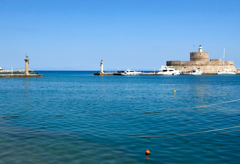 Mandraki colosseus harbour rhodes