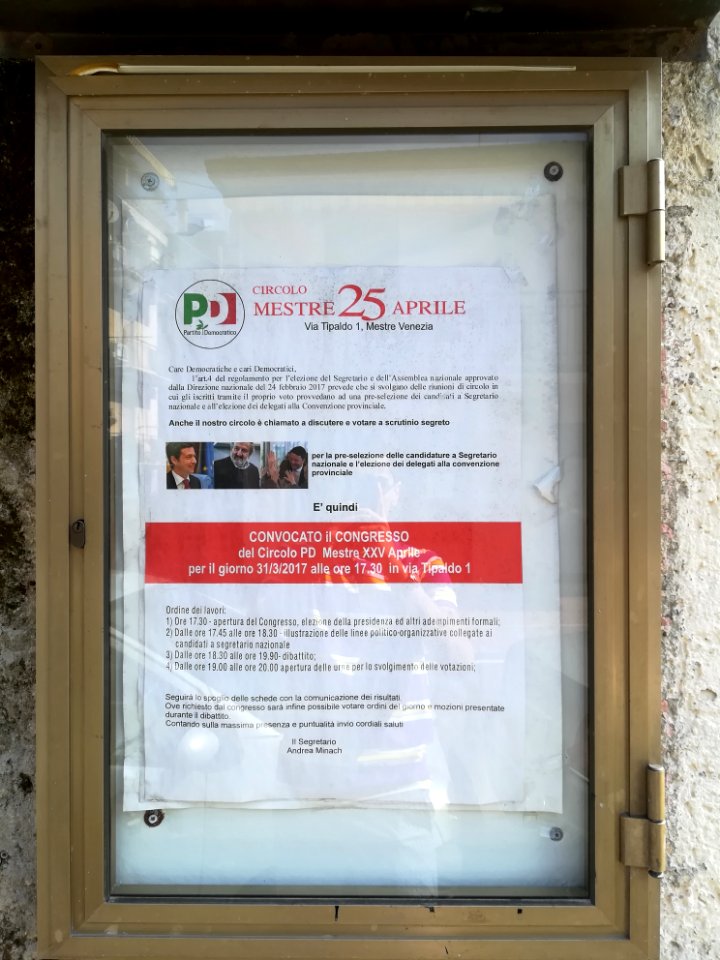 Manifesto circolo PD a Mestre (VE)
