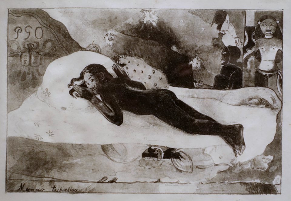 Manao Tupapau (Spirit of the Dead Watches) by Paul Gauguin, 1894, lithograph, only state (proof) - Montreal Museum of Fine Arts - Montreal, Canada - DSC08906