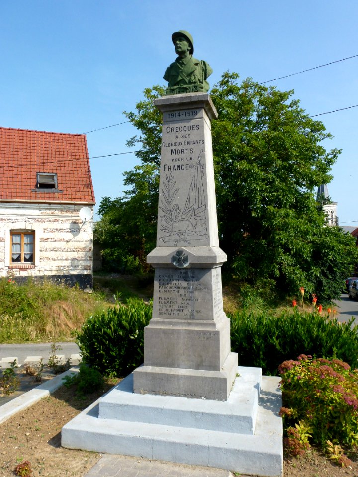 Mametz (Pas-de-Calais, Fr), Crecques, monument aux morts communal