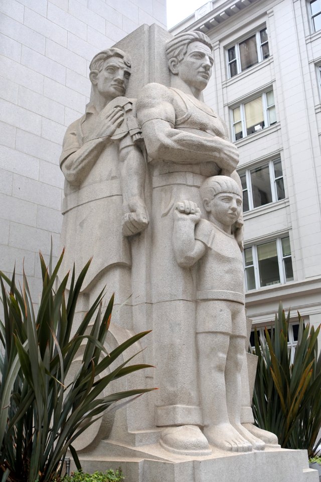 Man's Inventive Genius by Ralph Stackpole, granite, 1929-1932 - San Francisco Stock Exchange, 155 Sansome Street, San Francisco, CA - DSC04616