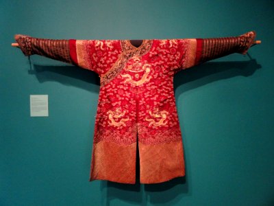 Man's imperial court robe, China, 1919, silk with gold and silver metallic thread, view 1 - Hood Museum of Art - DSC09264