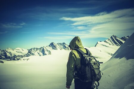 Cold hiker hiking