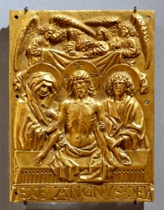 Man of Sorrows, Southern Germany, perhaps Ulm, 1450-1500, gilt brass - Bode-Museum - DSC03671