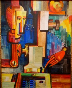 Man and Machine by Hannah Hoch, 1921, oil on canvas - Germanisches Nationalmuseum - Nuremberg, Germany - DSC02361