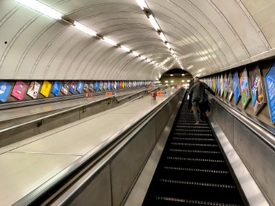 Main escalator at Highgate tube station 2021