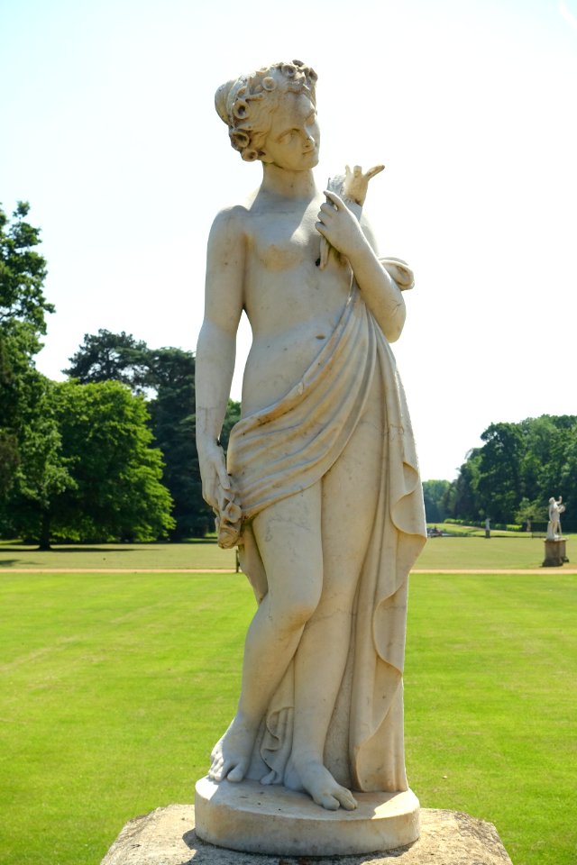 Maiden with bird and flowers, view 1 - Wrest Park - Bedfordshire, England - DSC08298