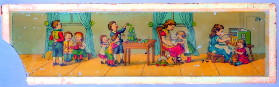 Magic lantern image of children playing at home