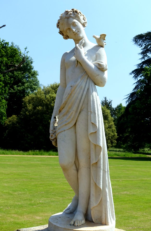 Maiden with bird and flowers, view 2 - Wrest Park - Bedfordshire, England - DSC08299
