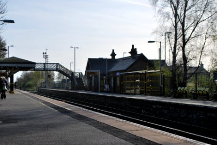 Maghull Station Liverpool platform towards Liverpool with bridge