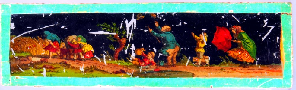 Magic lantern image of stormy weather in the country side