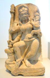 Maheshvari mother goddess, Rajasthan, India, 9th century AD, yellow sandstone and amber - Östasiatiska museet, Stockholm - DSC09340