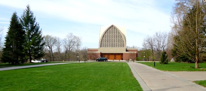 Main quadrangle facing west at Interfaith chapel at the University of Rochester photo