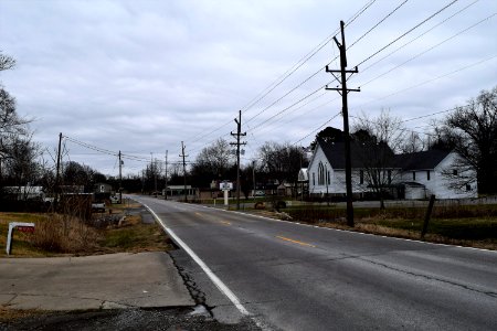 Main road through Crab Orchard, Illinois