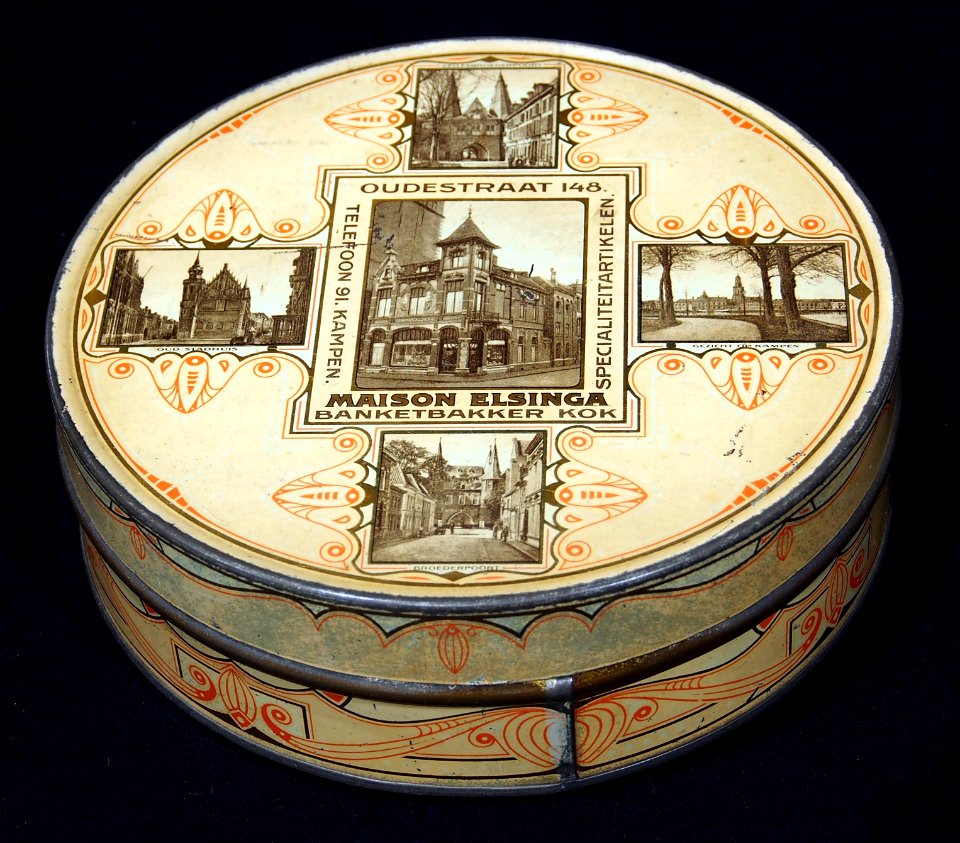 Maison Elsinga, Banketbakker Kok, Oudestraat 148, Kampen, blik, foto 1