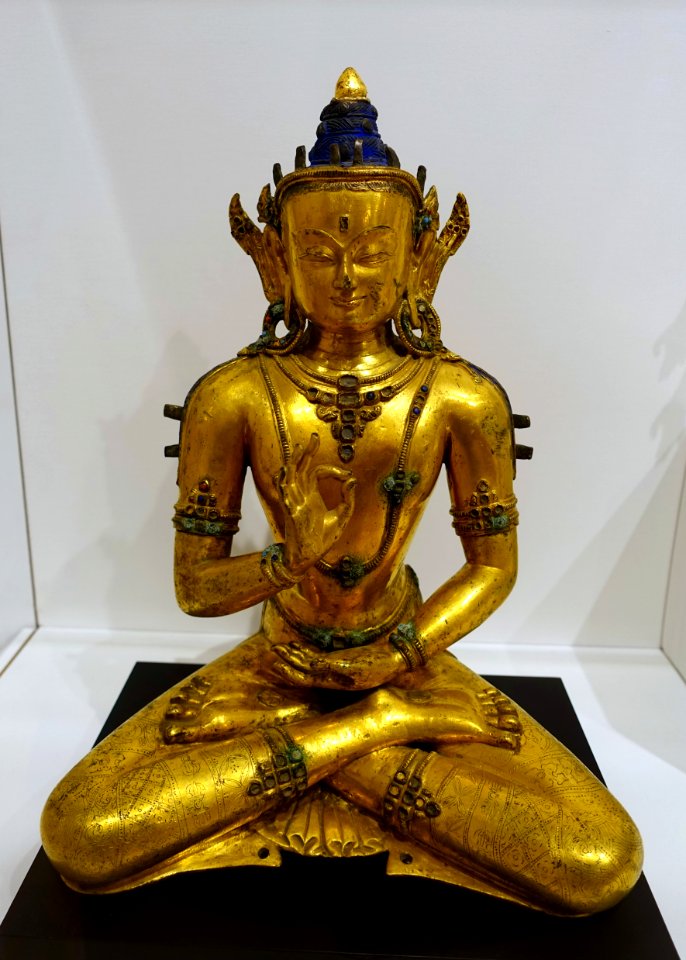 Maitreya, Tibet, 1500s-1600s AD, gilt bronze, jeweled and enamel inlays - Dallas Museum of Art - DSC05015