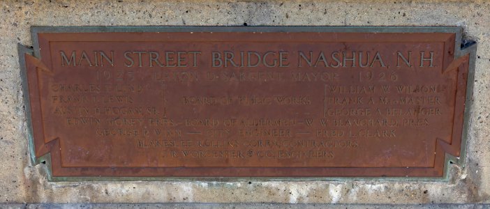 Main Street Bridge plaque - Nashua, New Hampshire - DSC07124 photo