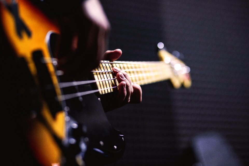 Electric guitar fingers hand