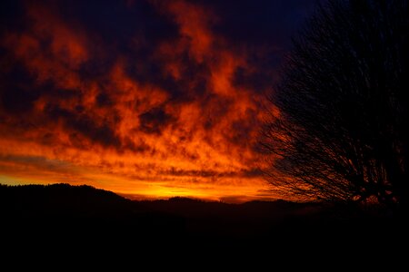 Evening sky fiery red