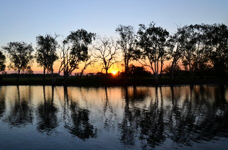 Sunset silhouette reflection photo