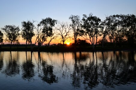 Sunset silhouette reflection