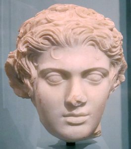 Marble head of a Satyr, Roman copy of Greek original, 2nd century CE, HAA