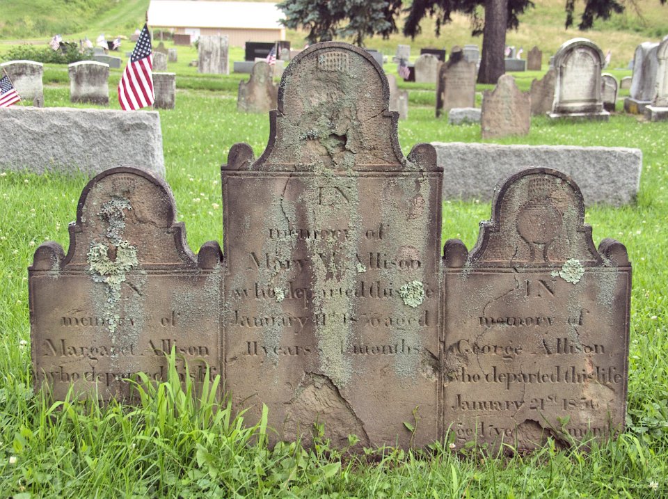 Margaret, Mary M., and George Allison Tombstone, Chartiers Hill Cemetery, 2015-06-27, 01