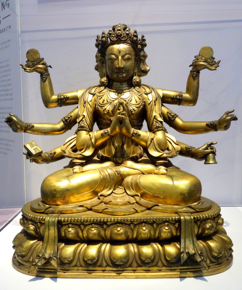 Marichi, Buddhist Goddess of Dawn, China, Qing dynasty, 18th century, gilt bronze, view 1 - Brooklyn Museum - Brooklyn, NY - DSC08269